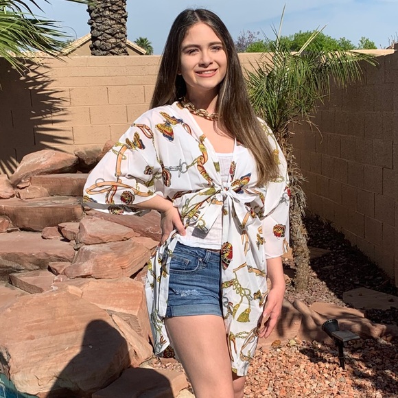 NEW Kimono / Swim Coverup in Floral Butterfly Boho - Picture 3 of 12